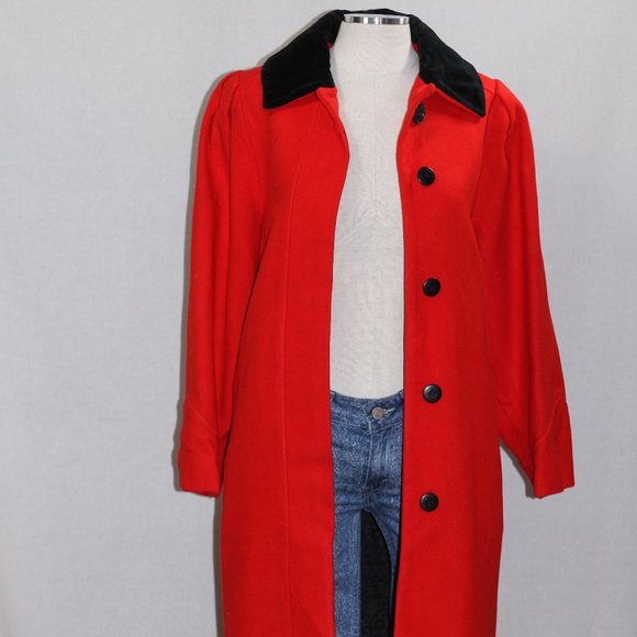 Charles Klein Red Wool Trench Coat - Picture 7 of 12